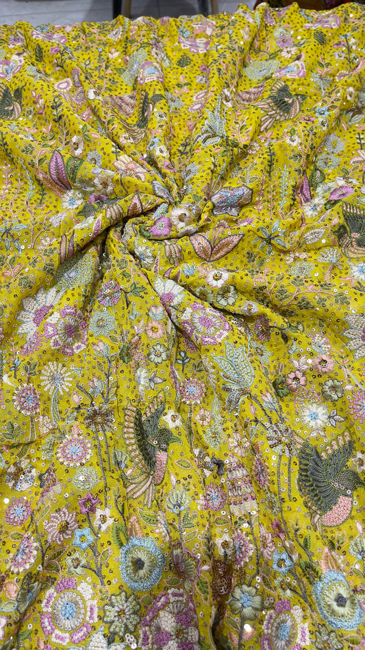 Premium Georgette Embroidery Fabric – Elegant & Lightweight