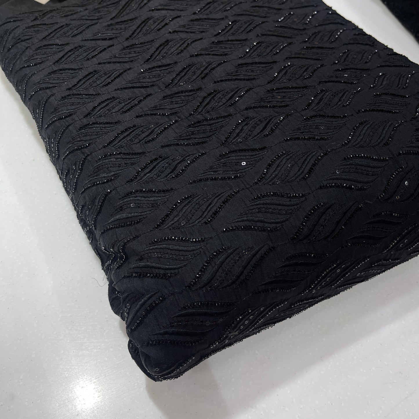 Premium Black Self-Design Embroidered Fabric for Men's Kurta dupion fabric| Ethnic Wear Material