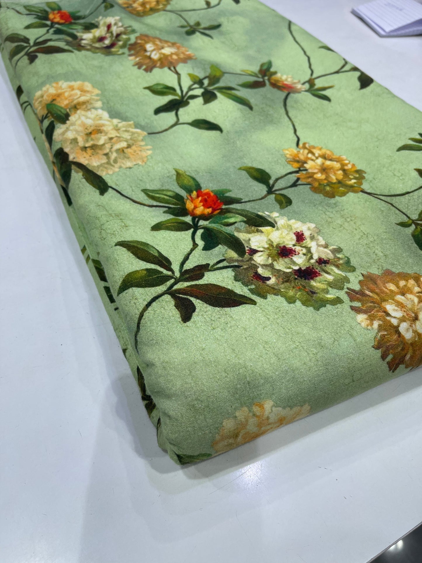 Pure Cotton Digital Print Fabric – Sage Green Floral