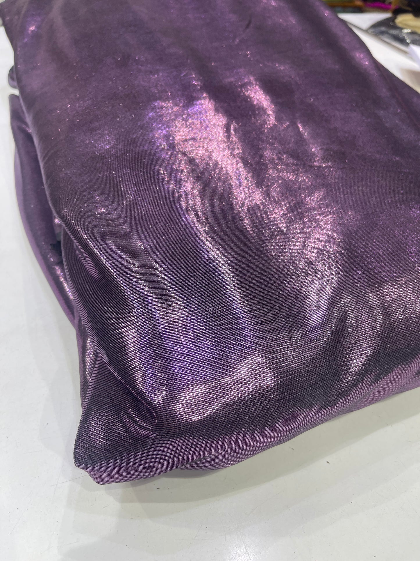 Purple Metallic Lycra Stretch Fabric