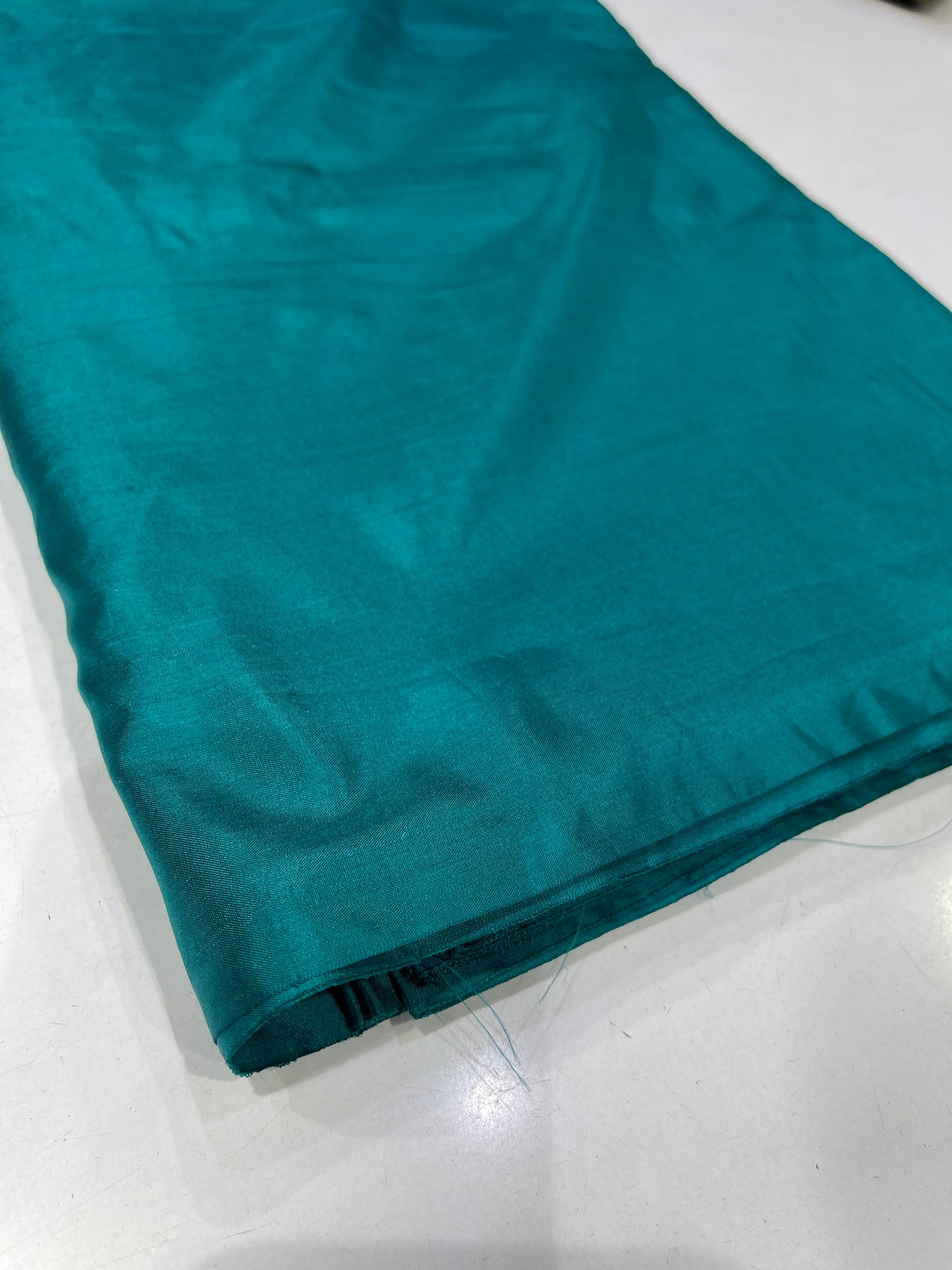 Pure Silk Yarn Dyed Fabric – Elegant Teal Green Solid Silk