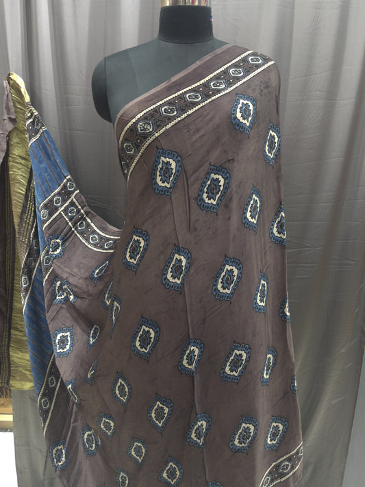 Printed Modal Satin Dupatta with Contrast Border & Subtle Sheen