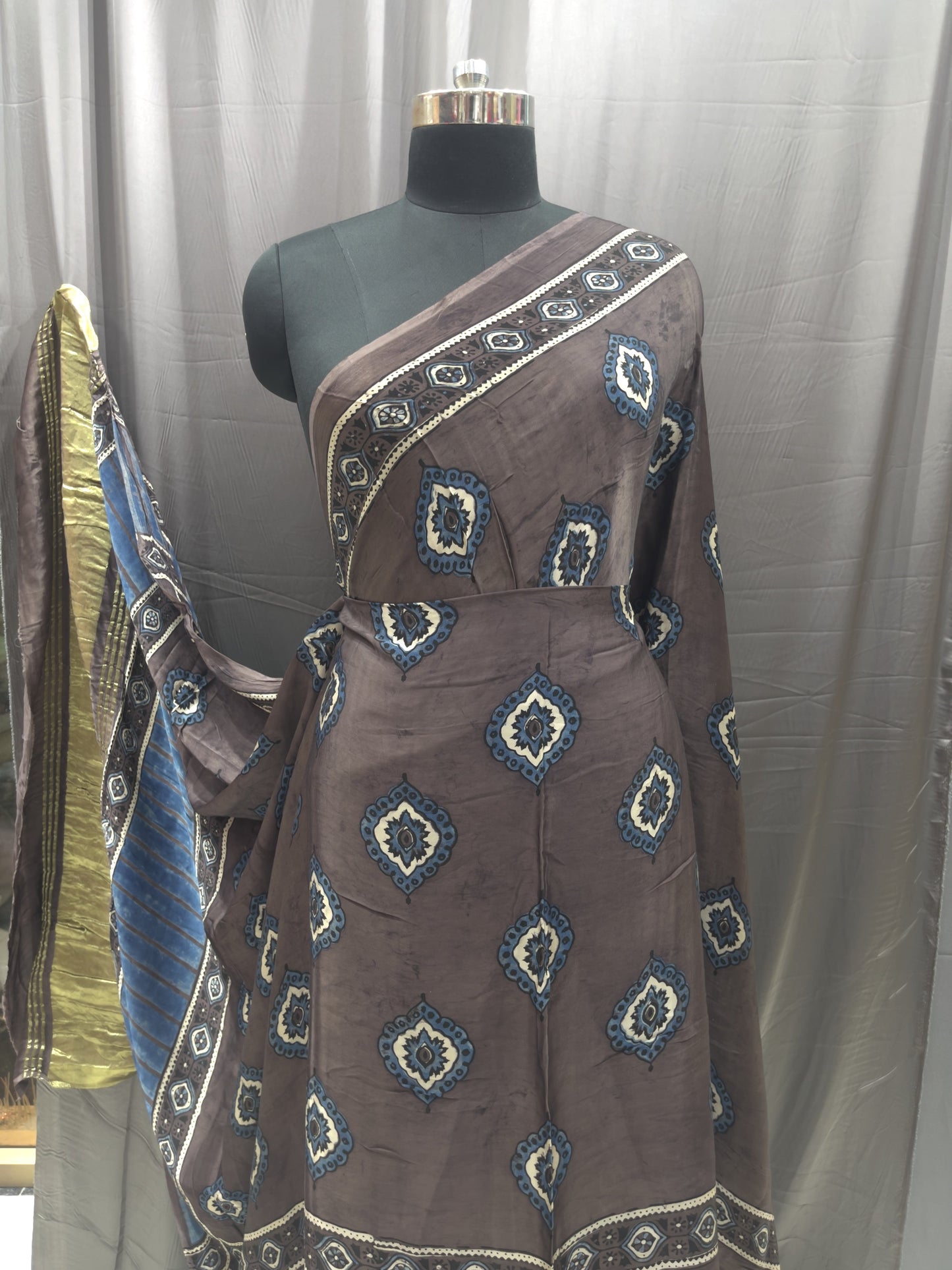 Printed Modal Satin Dupatta with Contrast Border & Subtle Sheen