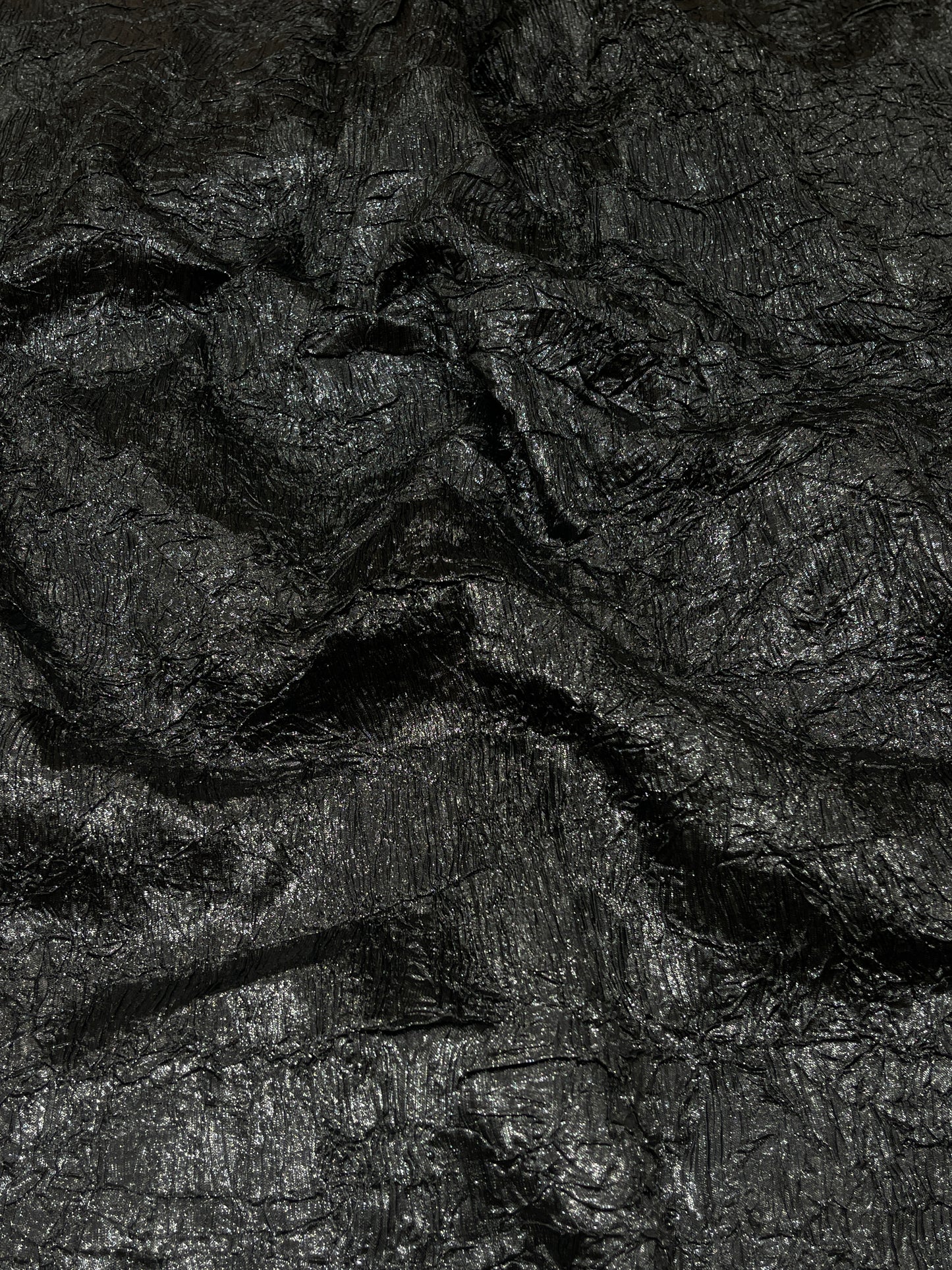 Luxury Imported Black Crushed Metallic Fabric – Premium Textured Party Wear & Designer Material