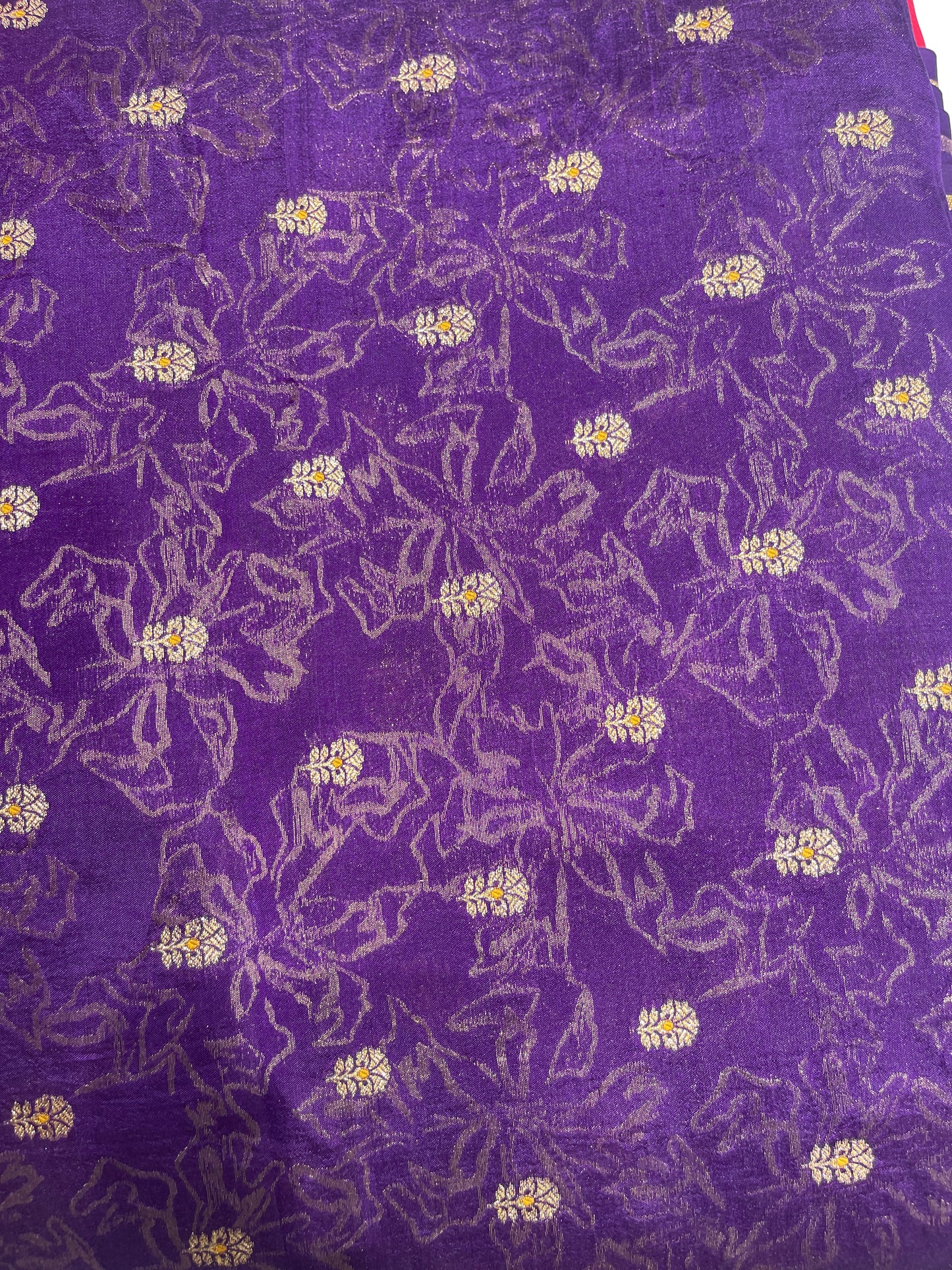Pure Silk Brocade Fabric with Traditional Zari Motifs