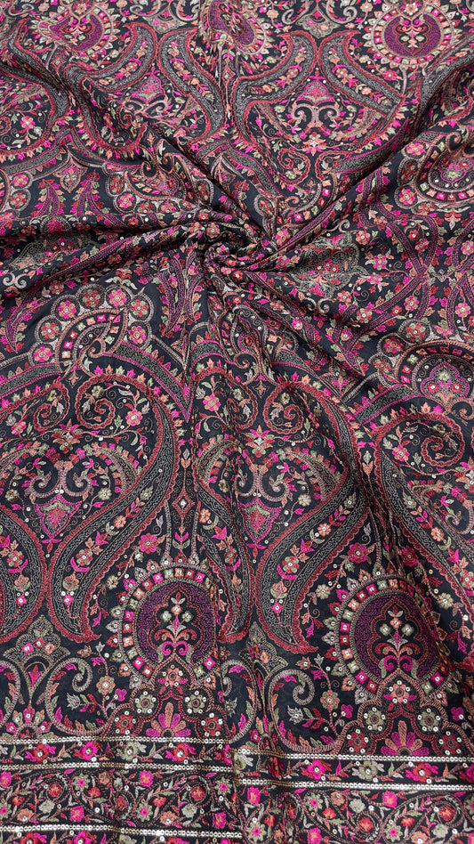 Georgette Kashmiri Embroidery Fabric for Men’s Kurta – Premium Ethnic Wear