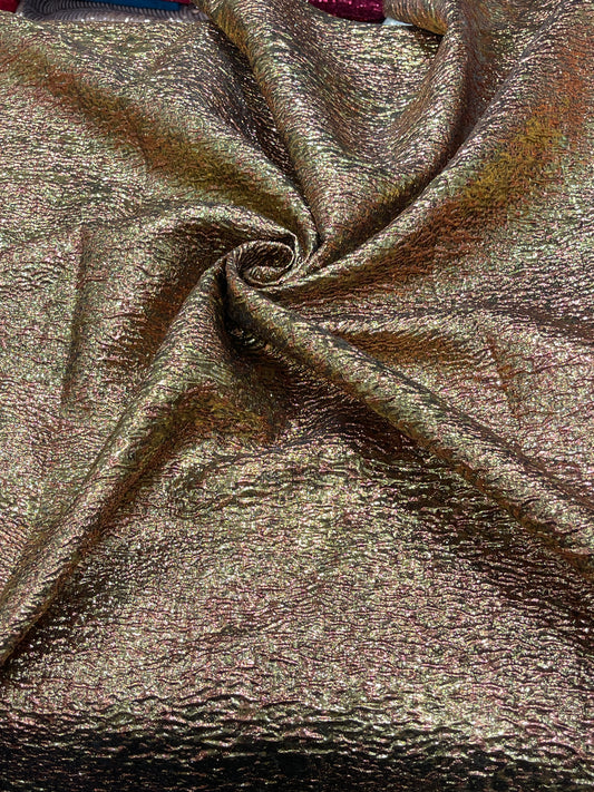 Imported Crushed Metallic Fabric – Champagne Gold Luxury Finish