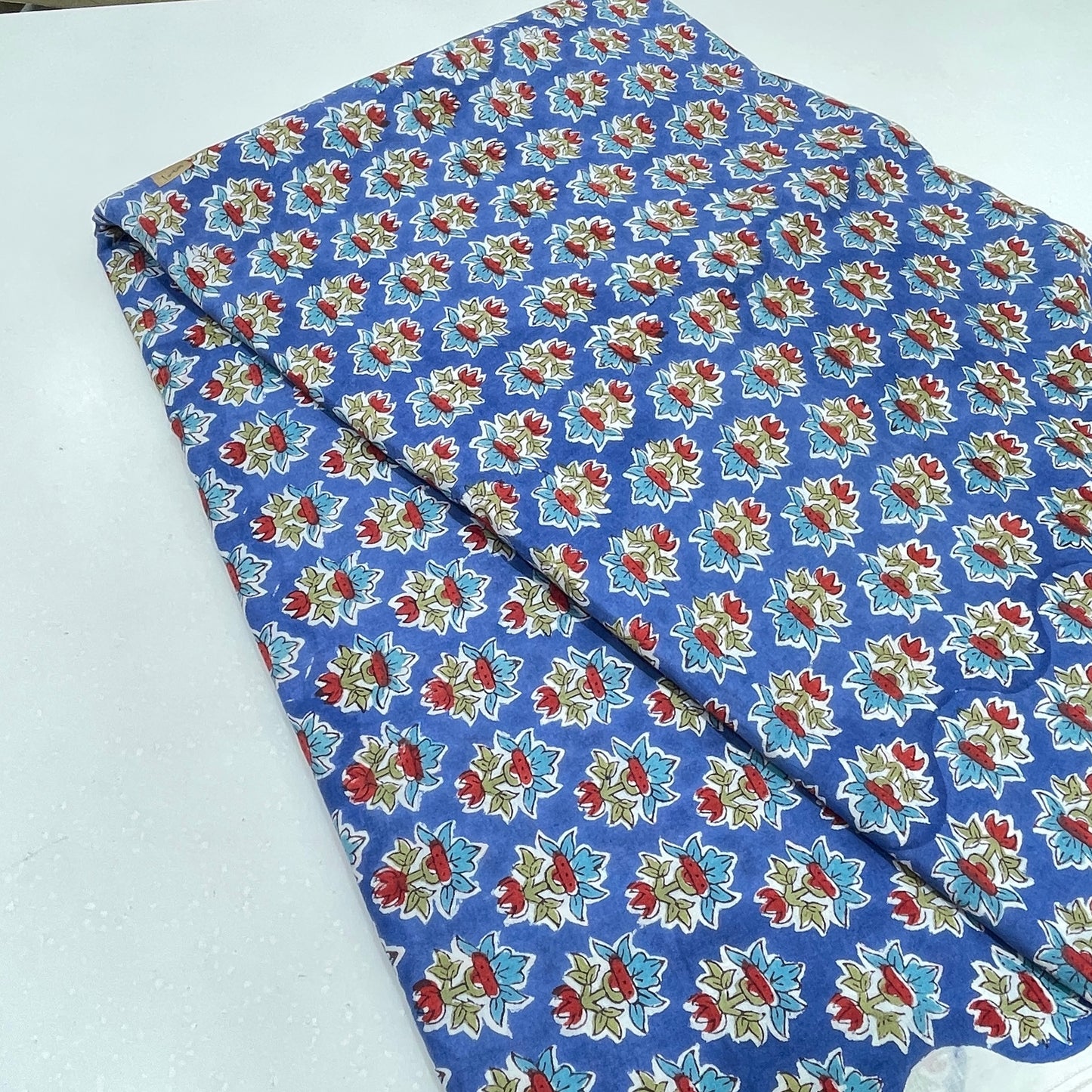 Royal Blue Floral Buta Cotton Print Fabric – Soft Breathable Pure Cotton Dress Material