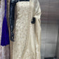 Silk Tissue Fabric with Delicate Floral Vine Embroidery
