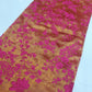 Pure Silk Tissue Floral Embroidery Fabric – Antique Gold & Magenta
