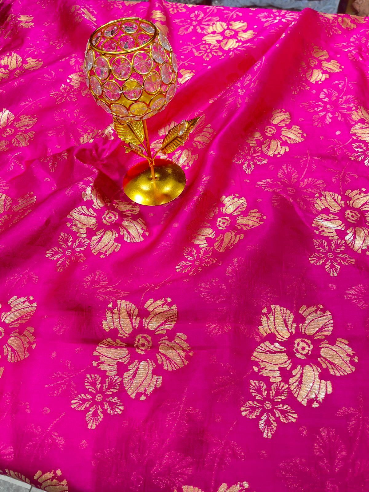 Pure Silk Banarasi Brocade Fabric – Floral Zari Weave