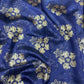 Pure Silk Banarasi Brocade Fabric – Royal Blue with Gold Floral Zari
