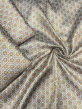 Pure Silk Banarasi Brocade Fabric – Gold Floral Buta with Pink Highlights