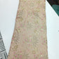 Elegant Beige Net Fabric with Gold Sequin Embroidery & Pink Floral Design