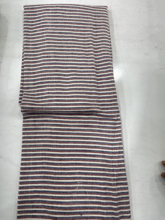 Pure Handloom Cotton Khadi Striped Fabric – Multicolor Natural Breathable Handwoven Textile
