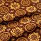 Traditional Ajrakh Inspired Circular Motif Printed Fabric (Brown, Indigo & Burgundy)