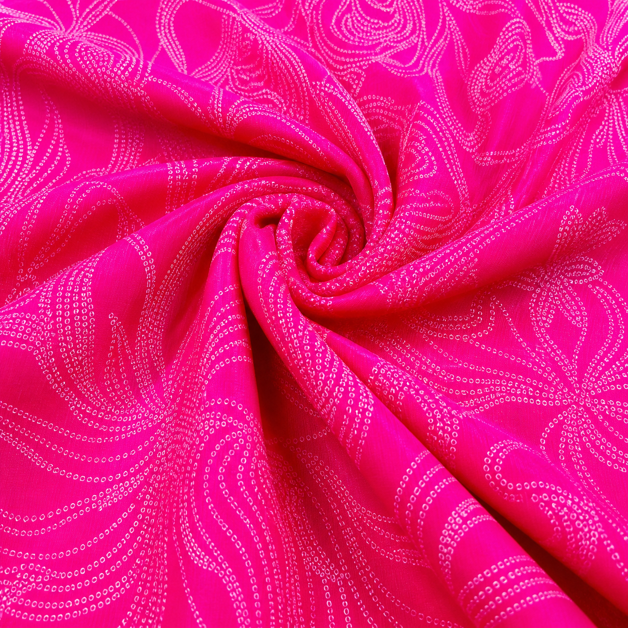 Rani Pink Floral Printed Fabric Combo (Cotton + Chiffon)