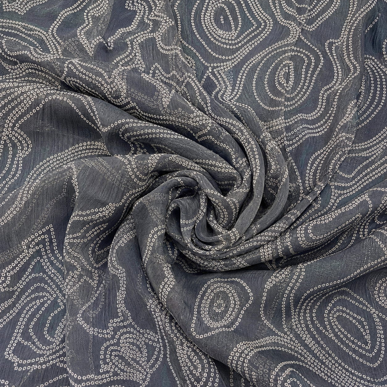 Charcoal Grey Abstract Printed Fabric Combo (Cotton + Chiffon)