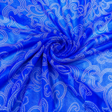Royal Blue Abstract Printed Fabric Combo (Cotton + Chiffon)
