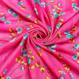 Rani Pink Floral Printed Fabric Combo (Cotton + Chiffon)