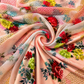 Peach Pink Floral Cotton Fabric with Printed Chiffon Overlay – Designer Fabric Combo