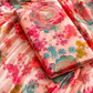 Elegant Pastel Floral Crepe & Chiffon Fabric Combo with Gold Foil Print