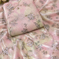 Pastel Blush Floral Crepe & Chiffon Fabric Combo – Soft Pink & Sage Green Designer Print