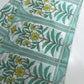 White Cotton Fabric with Green & Yellow Floral Print Border Design