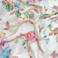 Elegant Floral Embroidered Organza Fabric with Multicolor Threadwork
