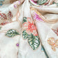Elegant Floral Embroidered Organza Fabric with Multicolor Threadwork