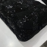 Premium Black Geometric Beaded Sequin Embroidery velvet Fabric