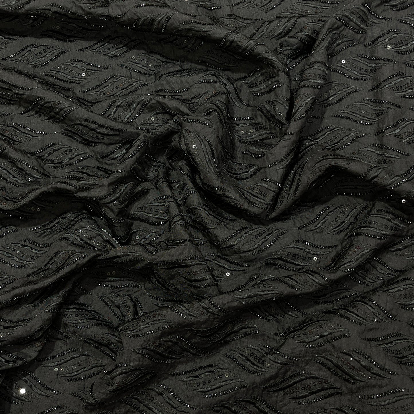 Premium Black Self-Design Embroidered Fabric for Men's Kurta dupion fabric| Ethnic Wear Material