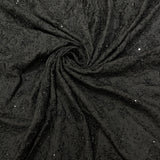 Premium Black Floral Embroidered Men's Kurta dupian Fabric with Beads & Sequins