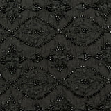 Premium Black Beaded Embroidered Mesh Fabric with Geometric Motifs dupion fabric