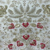 Premium Heavy Sequins Floral Embroidered Fabric with Metallic Thread Work