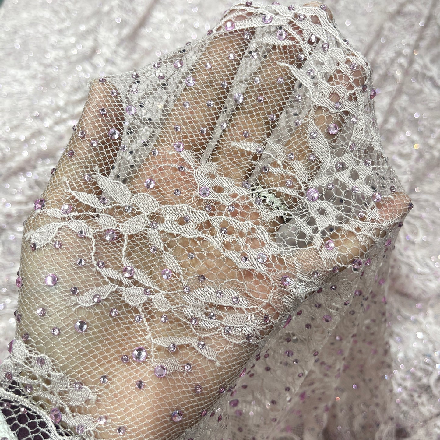 Premium Chantilly Lace Fabric – Elegant Floral Embroidered Lace
