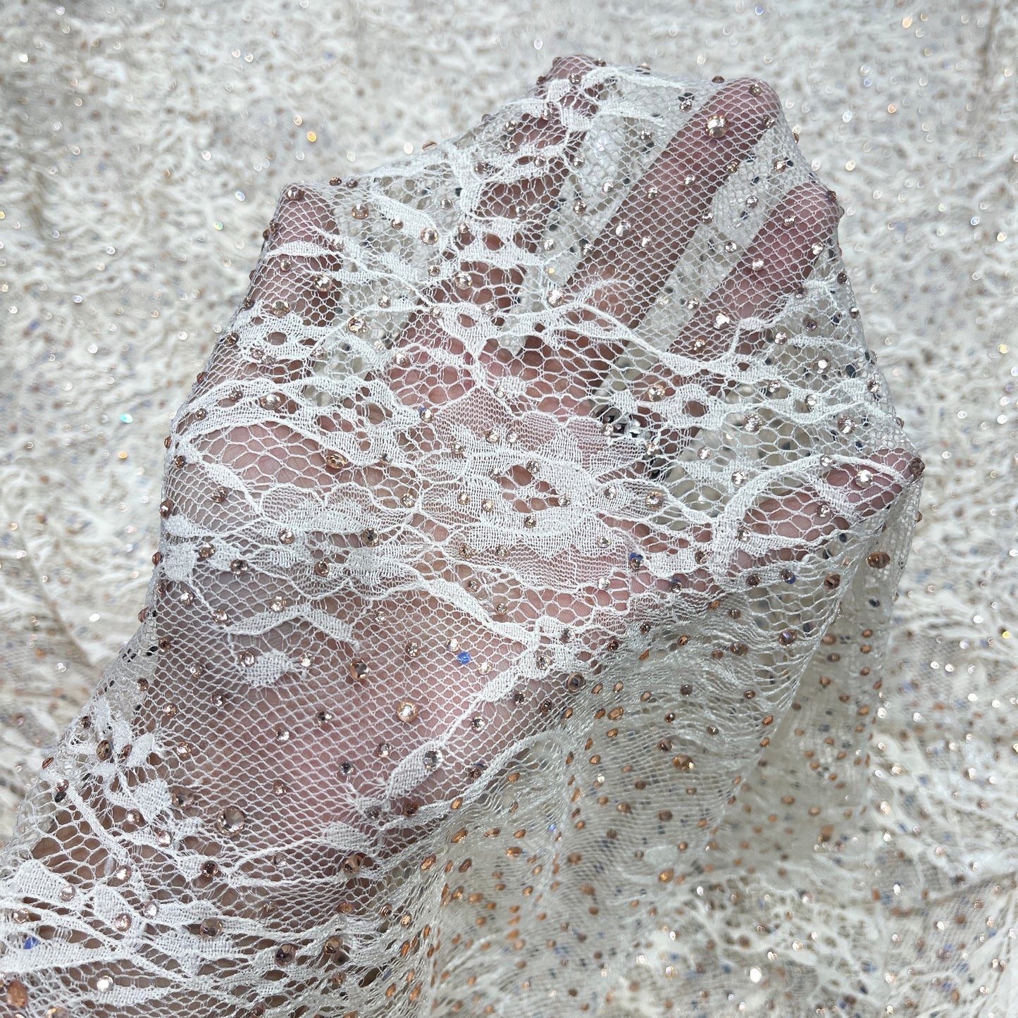 Premium Chantilly Lace Fabric – Elegant Floral Embroidered Lace