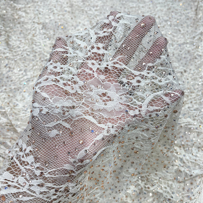 Premium Chantilly Lace Fabric – Elegant Floral Embroidered Lace