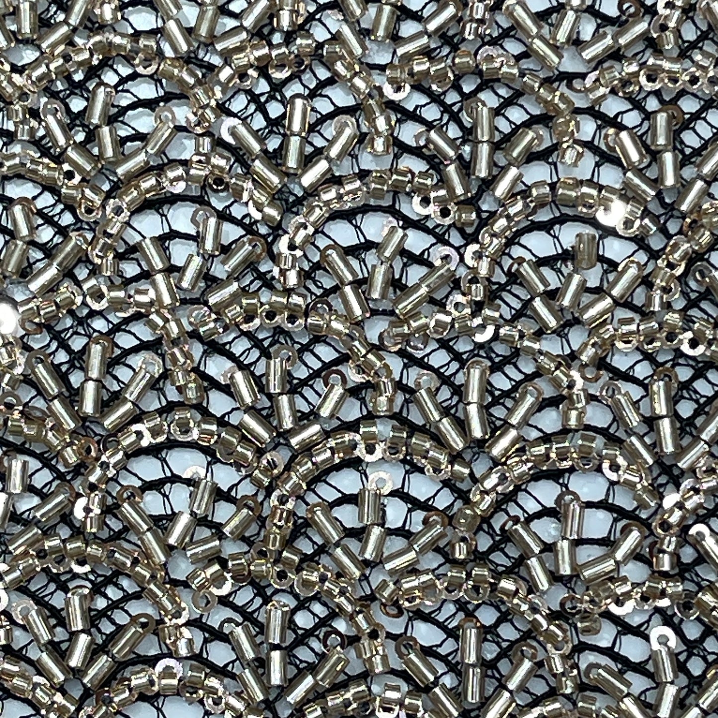 Premium Silver Beaded & Sequin Embellished Net Lace Fabric