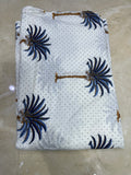 Pure Cotton Digital Print Fabric – Palm Tree Motif with Polka Dots