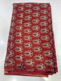 Pure Cotton Digital Print Fabric – Maroon Ethnic Leaf Motif