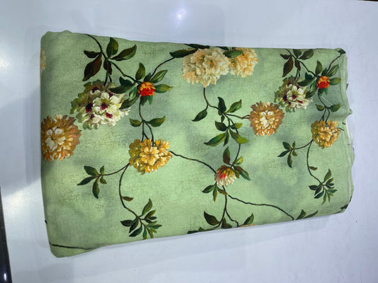 Pure Cotton Digital Print Fabric – Sage Green Floral