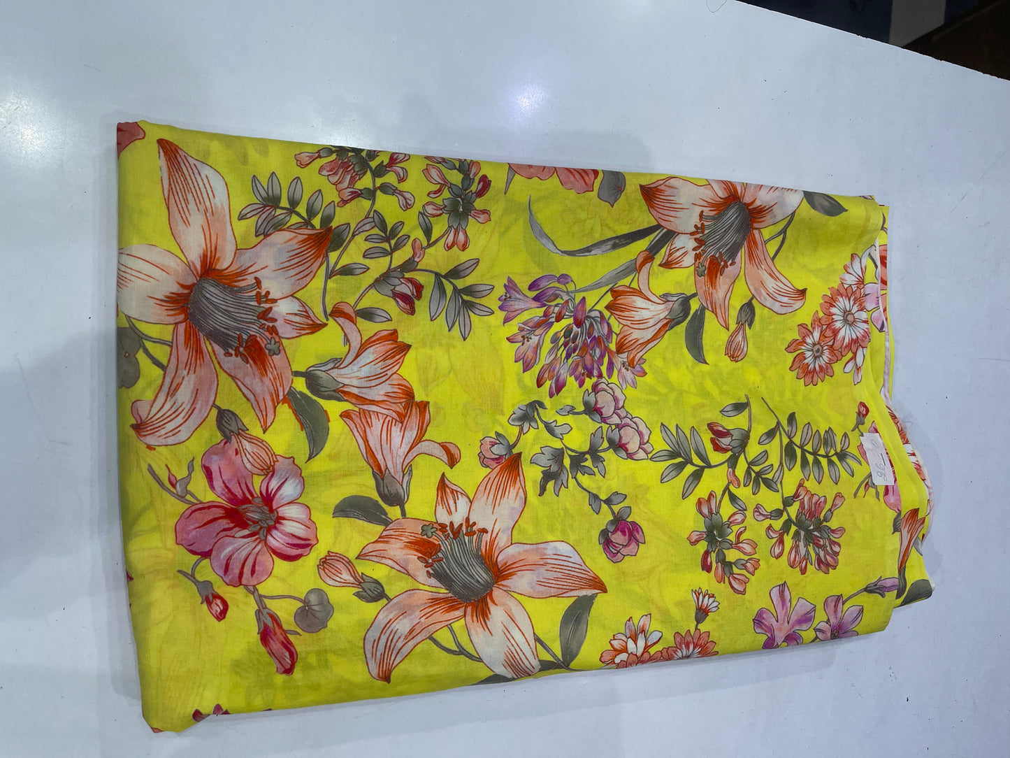 Pure Cotton Digital Print Fabric – Sunshine Yellow Floral