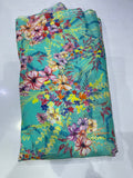 Pure Cotton Digital Print Fabric – Teal Multicolor Floral