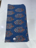 Pure Cotton Mul Ajrak Print Fabric – Indigo Blue Floral Motifs