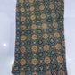 Pure Cotton Mul Ajrak Print Fabric – Dark Green Geometric Motifs
