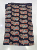 Pure Cotton Mul Ajrakh Print Fabric – Classic Paisley on Deep Indigo