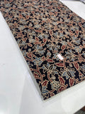 Pure Cotton Mul Ajrakh Print Fabric – Black Floral Vine Motifs