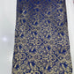 Royal Blue Art Silk Brocade Fabric with Gold Floral Weave – Premium Ethnic Fabric
