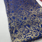 Royal Blue Art Silk Brocade Fabric with Gold Floral Weave – Premium Ethnic Fabric
